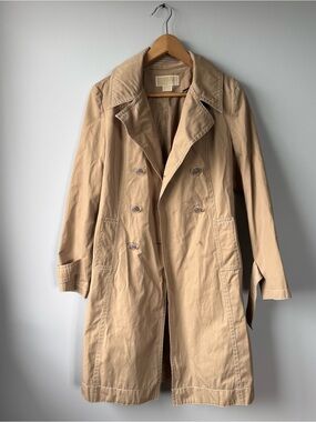 (S) Michael Kors Beige Double-Breasted Trench Coat